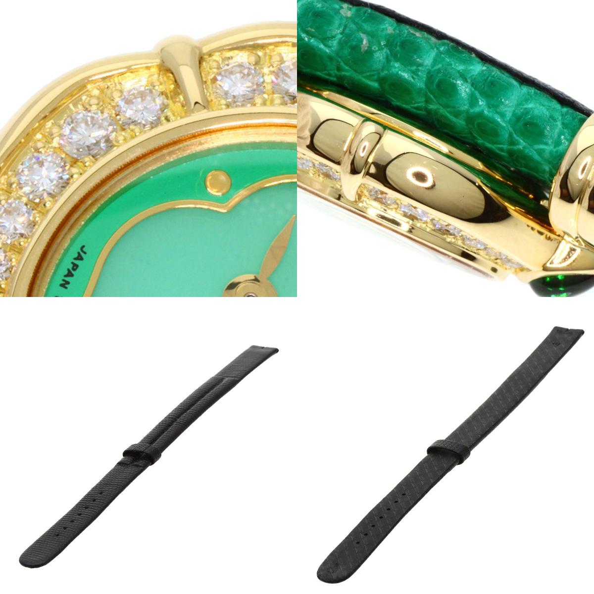 SEIKO CREDOR BezelDiamond Maker Complete Watches 1E70-3200 K18 Yellow Gold/Leather Ladies