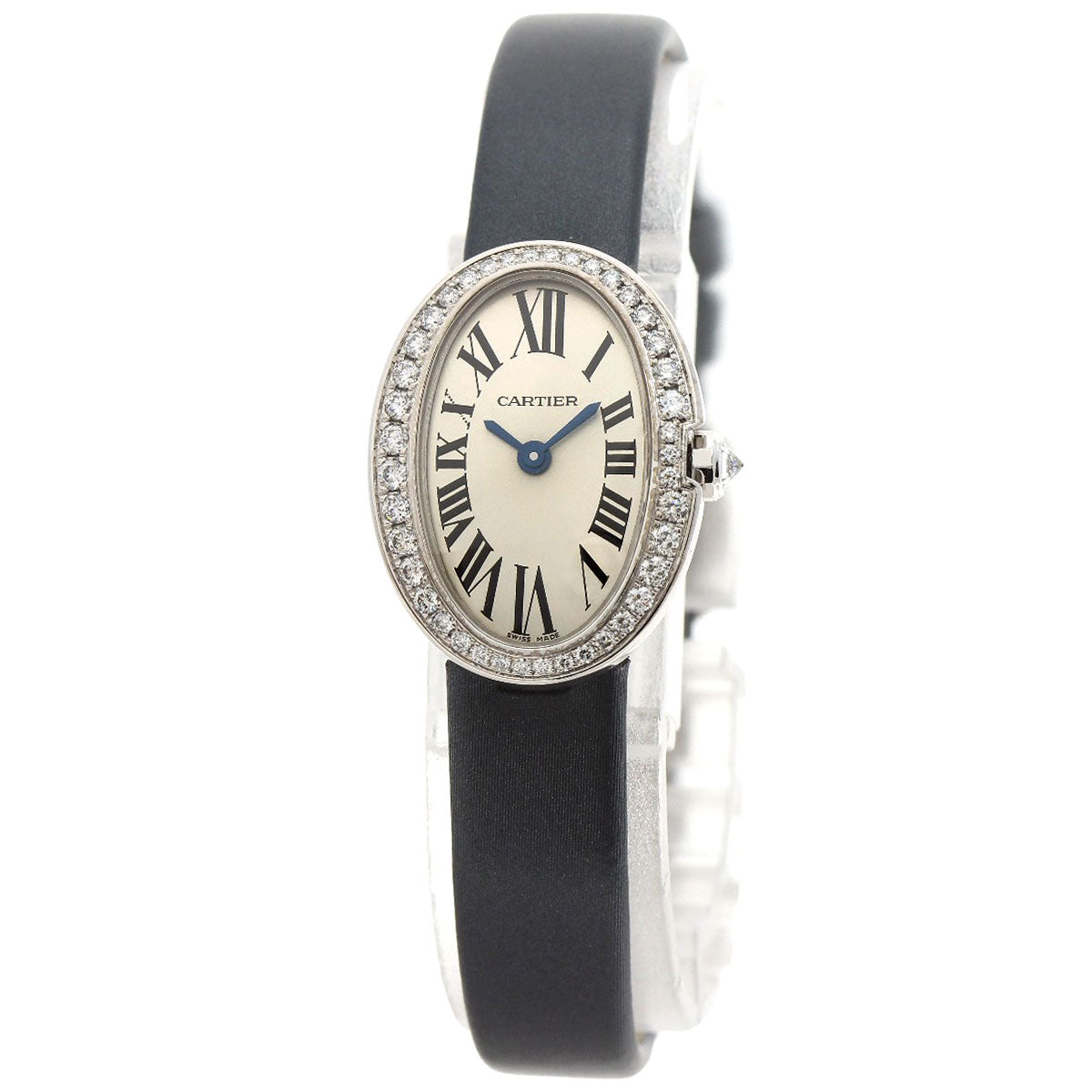 CARTIER Mini Baignoire Maker Complete Watches WB520027 K18 White Gold/Leather Ladies