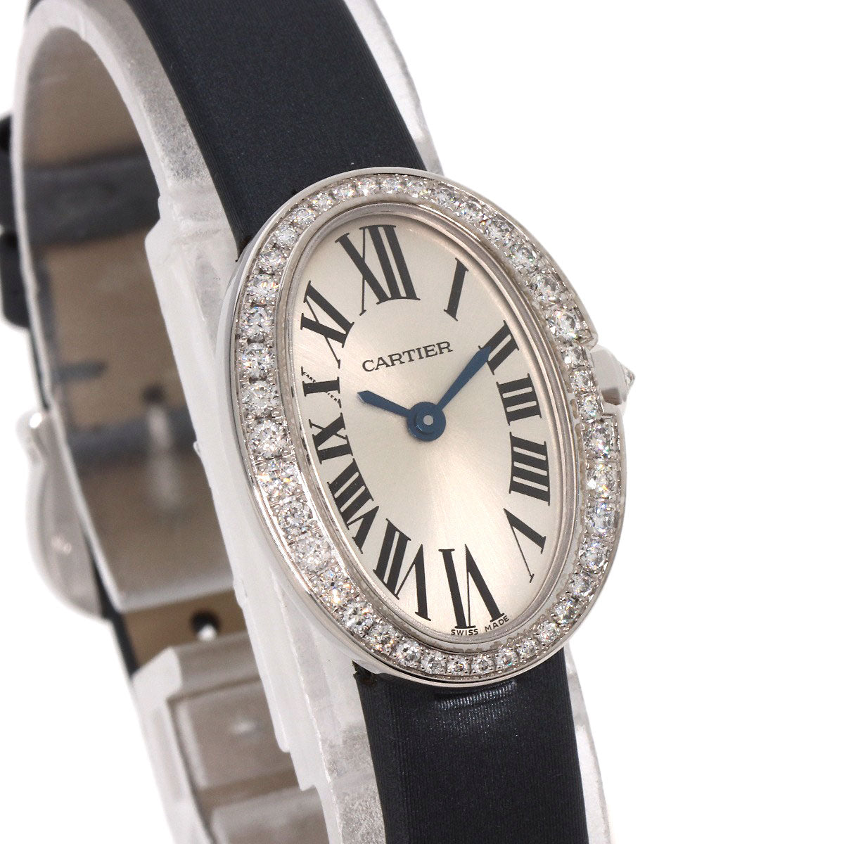 CARTIER Mini Baignoire Maker Complete Watches WB520027 K18 White Gold/Leather Ladies