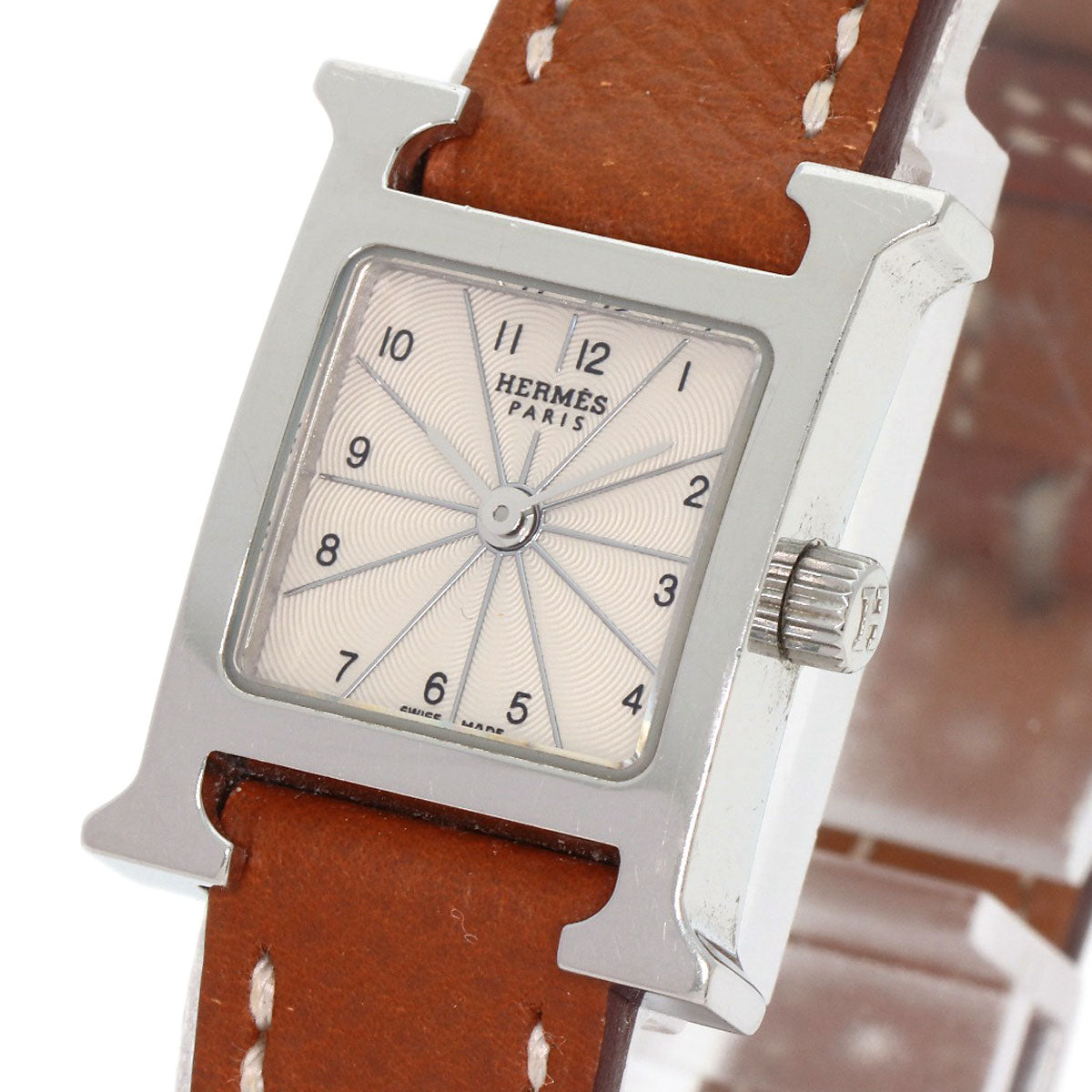HERMES H watch mini Watches HH1.110 Stainless Steel/Leather Ladies