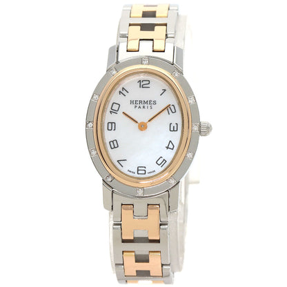 HERMES Clipper oval Watches CO1.222 Stainless Steel/SSxPGP Ladies