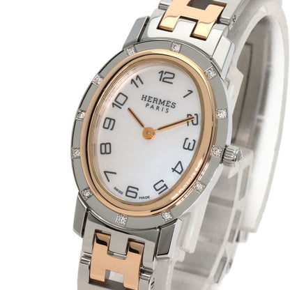 HERMES Clipper oval Watches CO1.222 Stainless Steel/SSxPGP Ladies