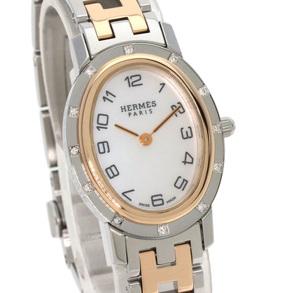 HERMES Clipper oval Watches CO1.222 Stainless Steel/SSxPGP Ladies