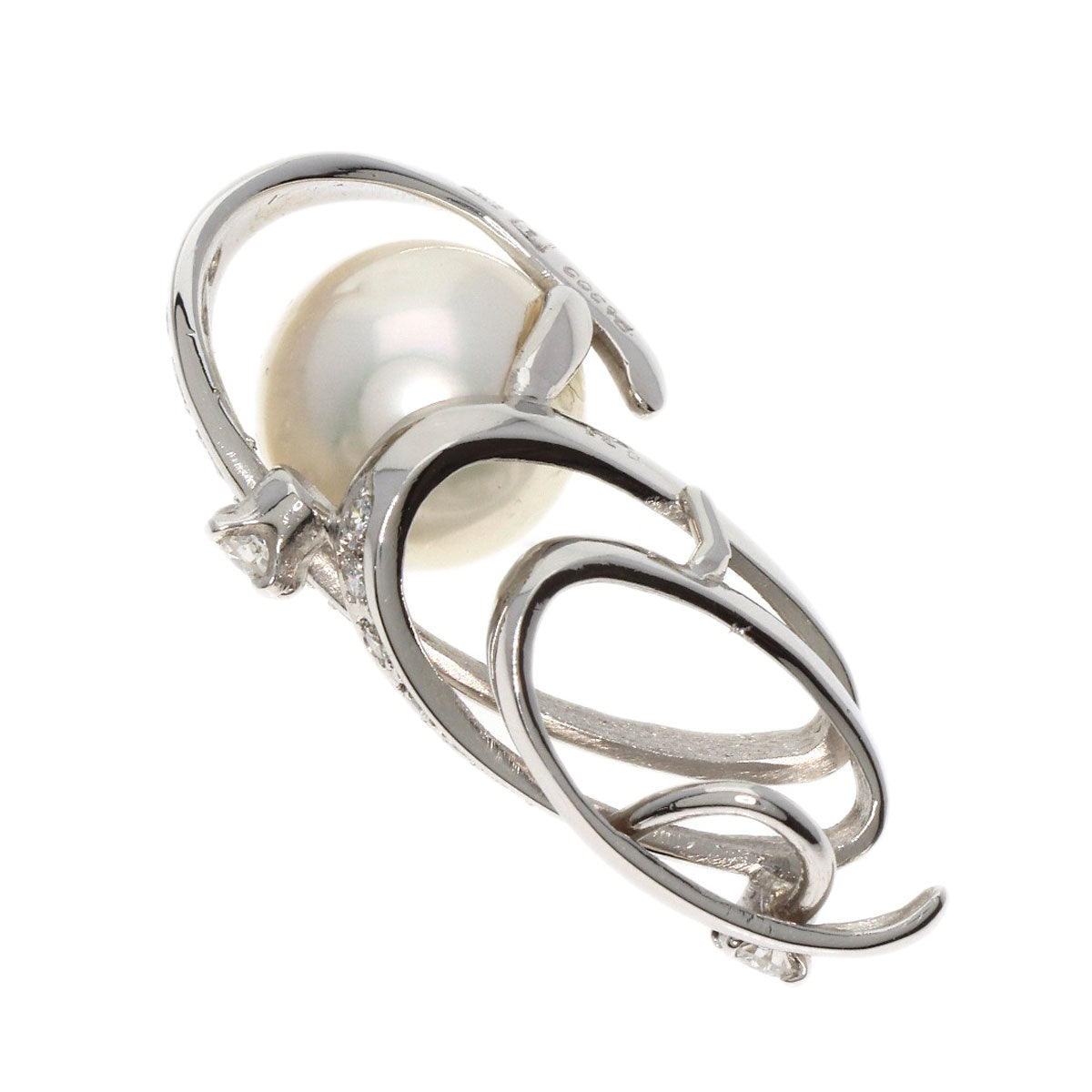 MITSUO KAJI Pearl Pearl Diamond Pendant top Platinum PT900 Ladies [Used]