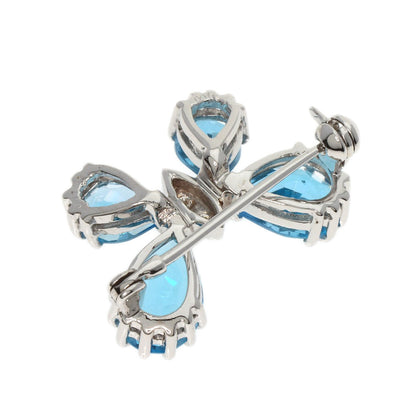 Ponte Vecchio Butterfly Diamond Blue Topaz Brooch K18 White Gold Ladies [Used]