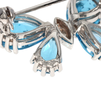 Ponte Vecchio Butterfly Diamond Blue Topaz Brooch K18 White Gold Ladies [Used]