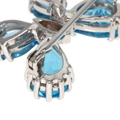 Ponte Vecchio Butterfly Diamond Blue Topaz Brooch K18 White Gold Ladies [Used]
