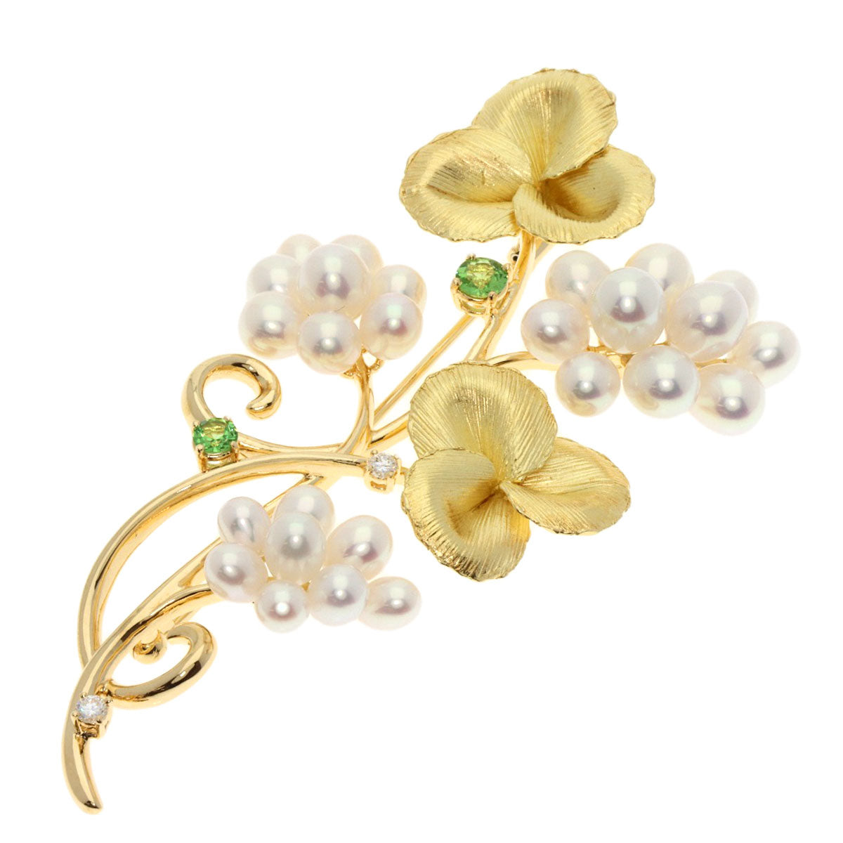 TASAKI   Brooch Freshwater Pearl Pearl Diamond K18 Yellow Gold Ladies