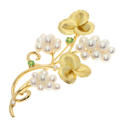 TASAKI   Brooch Freshwater Pearl Pearl Diamond K18 Yellow Gold Ladies