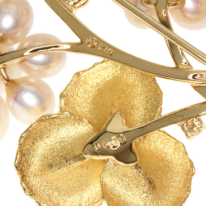 TASAKI   Brooch Freshwater Pearl Pearl Diamond K18 Yellow Gold Ladies