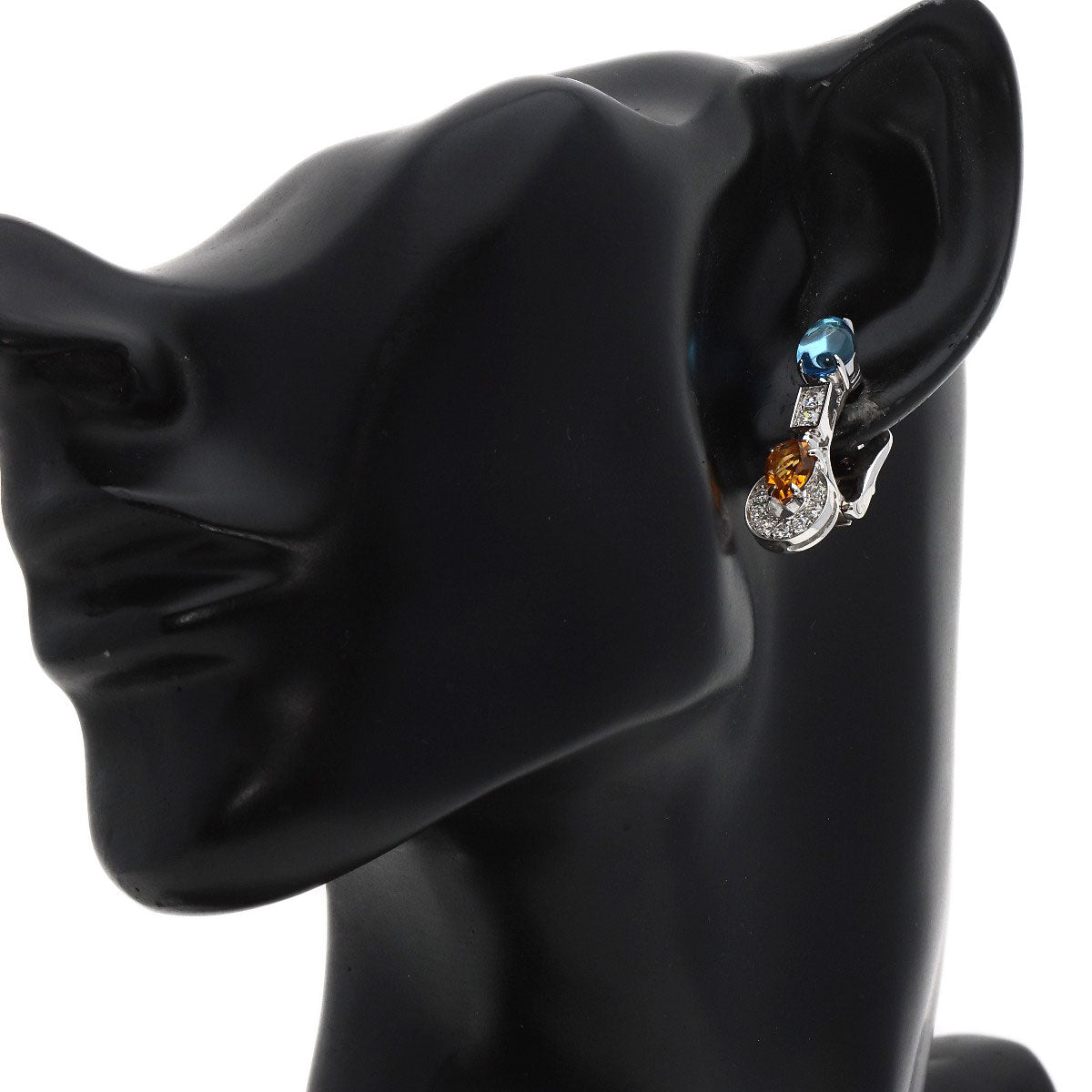 BVLGARI   earring Allegra Multi-Stone Citrin Blue Topaz Diamond K18 White Gold Ladies