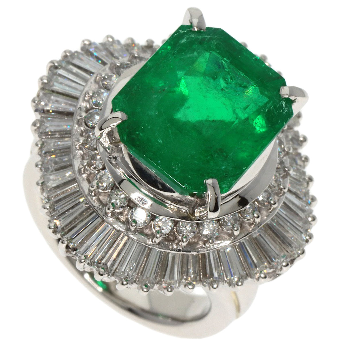 6.99ct Emerald Diamond Ring Platinum PT900  21.2g　Ladies