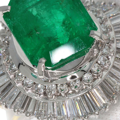 6.99ct Emerald Diamond Ring Platinum PT900  21.2g　Ladies