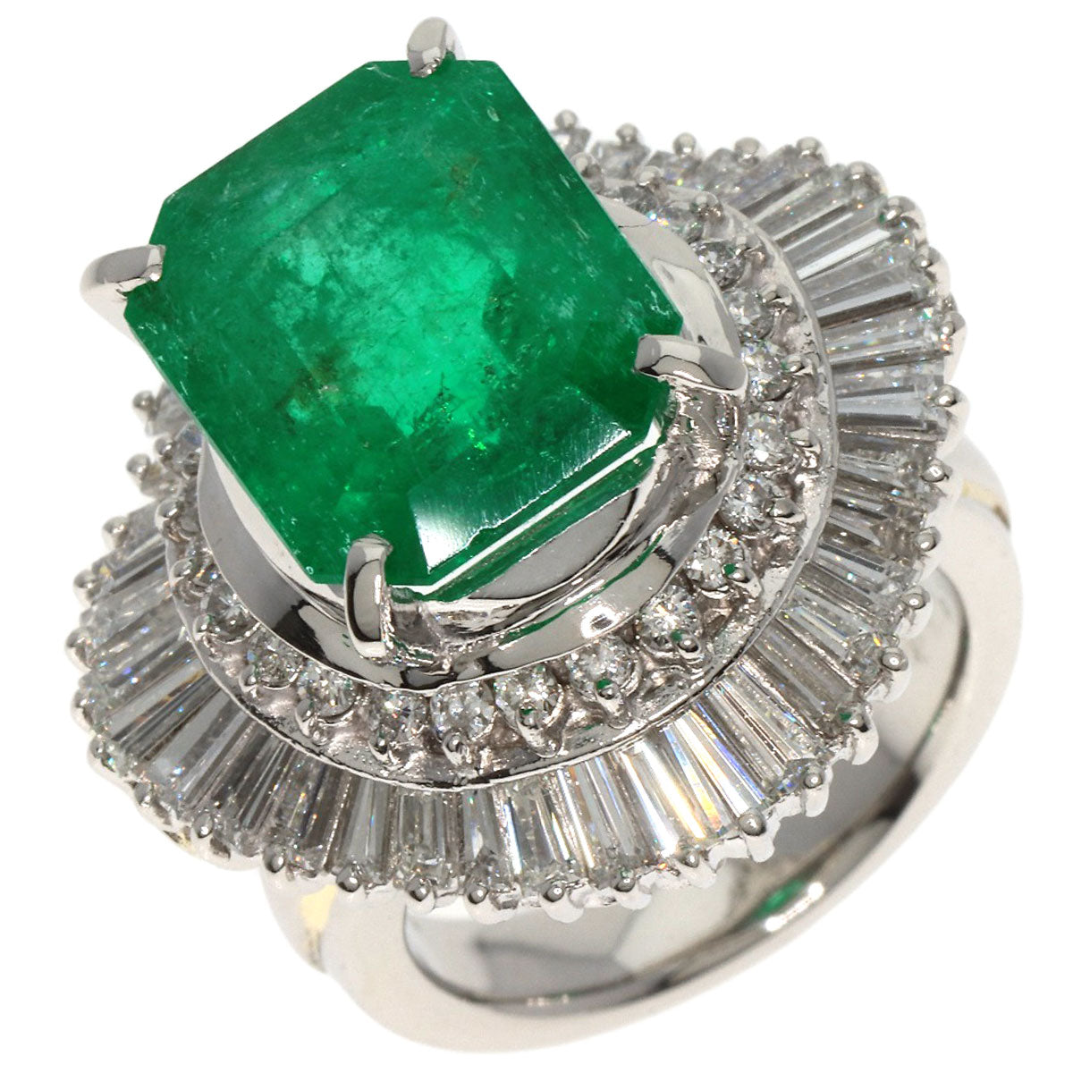 6.99ct Emerald Diamond Ring Platinum PT900  21.2g　Ladies