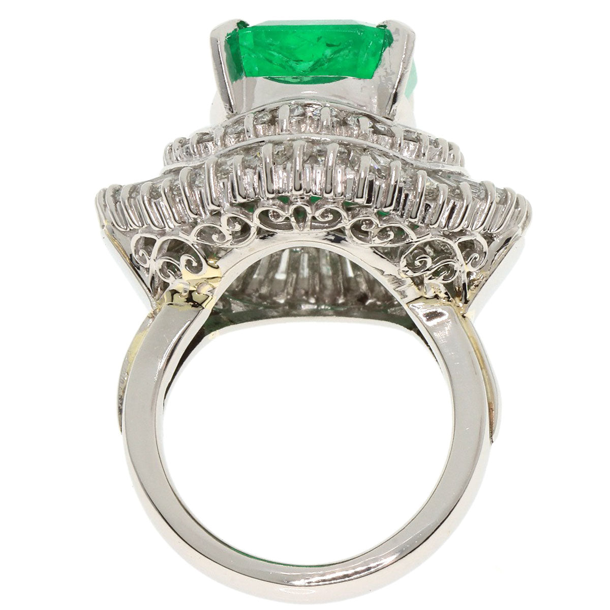 6.99ct Emerald Diamond Ring Platinum PT900  21.2g　Ladies