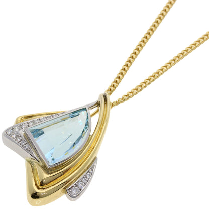 17.12ct Aquamarine Diamond Necklace K18 Yellow Gold PT900 25.7g　Ladies