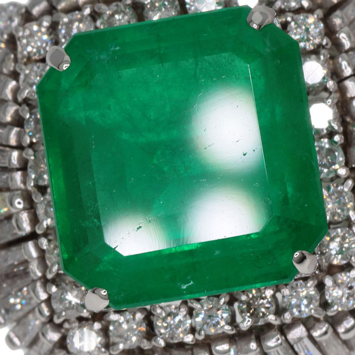 8.85ct Emerald Diamond Ring Platinum PT900  22.9g　Ladies