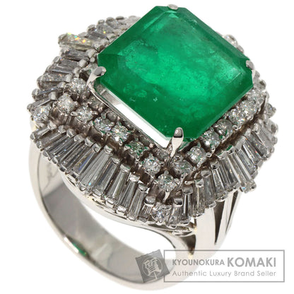 8.85ct Emerald Diamond Ring Platinum PT900  22.9g　Ladies