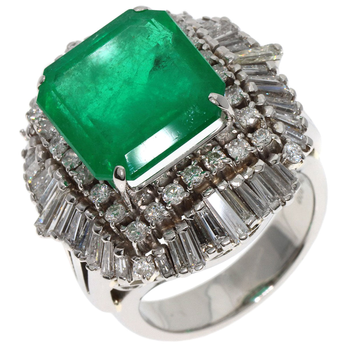 8.85ct Emerald Diamond Ring Platinum PT900  22.9g　Ladies