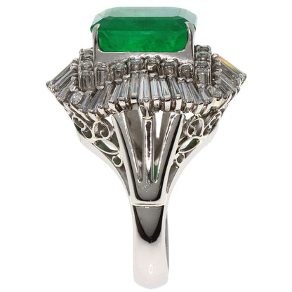 8.85ct Emerald Diamond Ring Platinum PT900  22.9g　Ladies