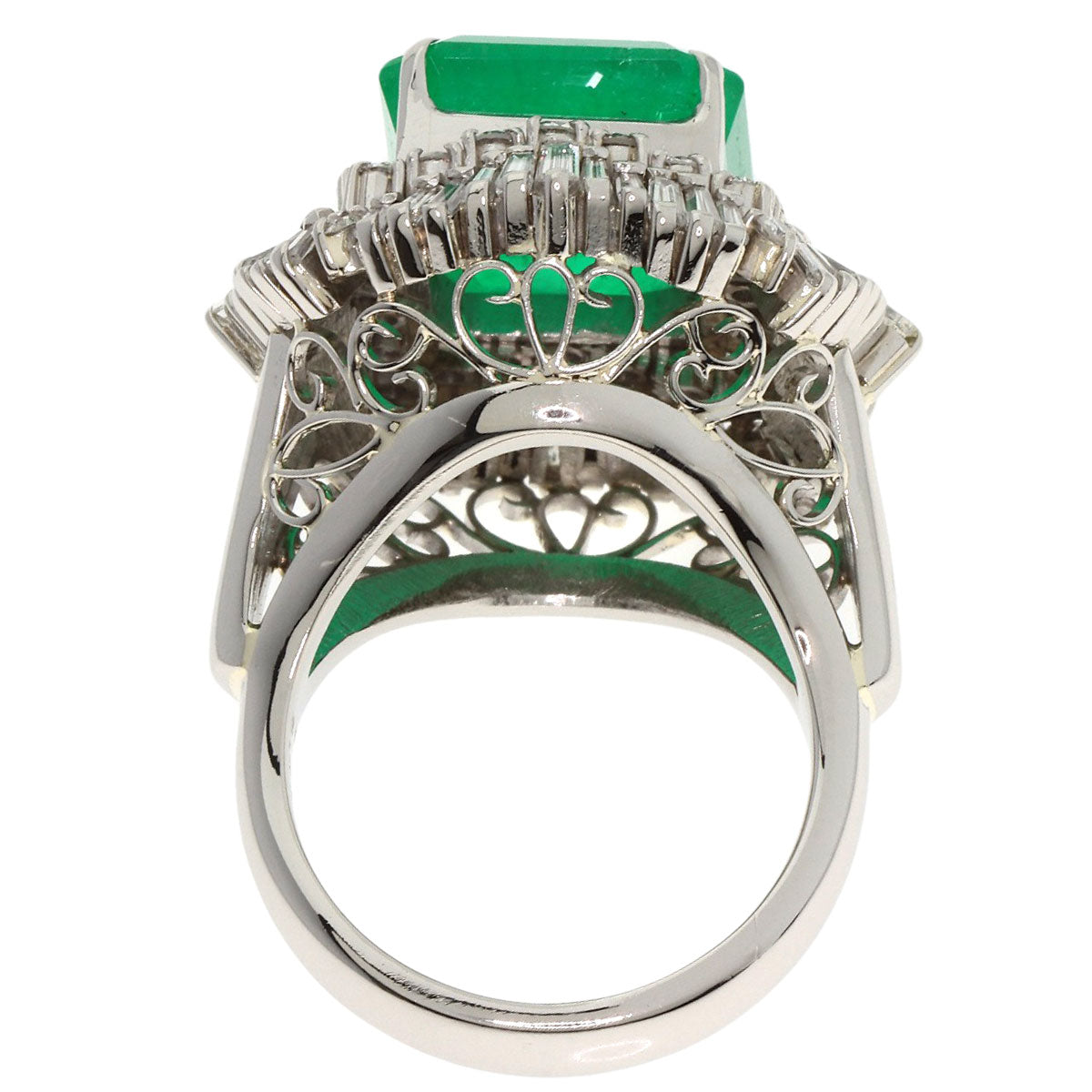 8.85ct Emerald Diamond Ring Platinum PT900  22.9g　Ladies