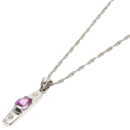 Pink Sapphire Diamond Necklace K18 White Gold  3.7g　Ladies