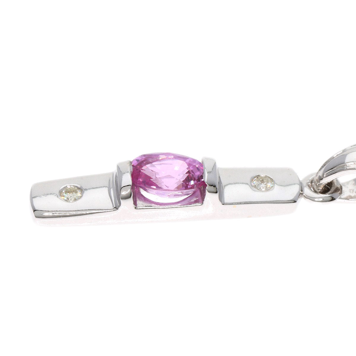 Pink Sapphire Diamond Necklace K18 White Gold  3.7g　Ladies