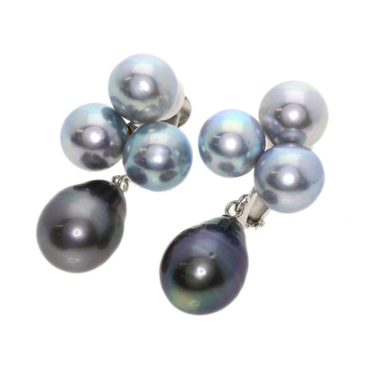 Pearl Pearl Earring K14 White Gold  7.5g　Ladies