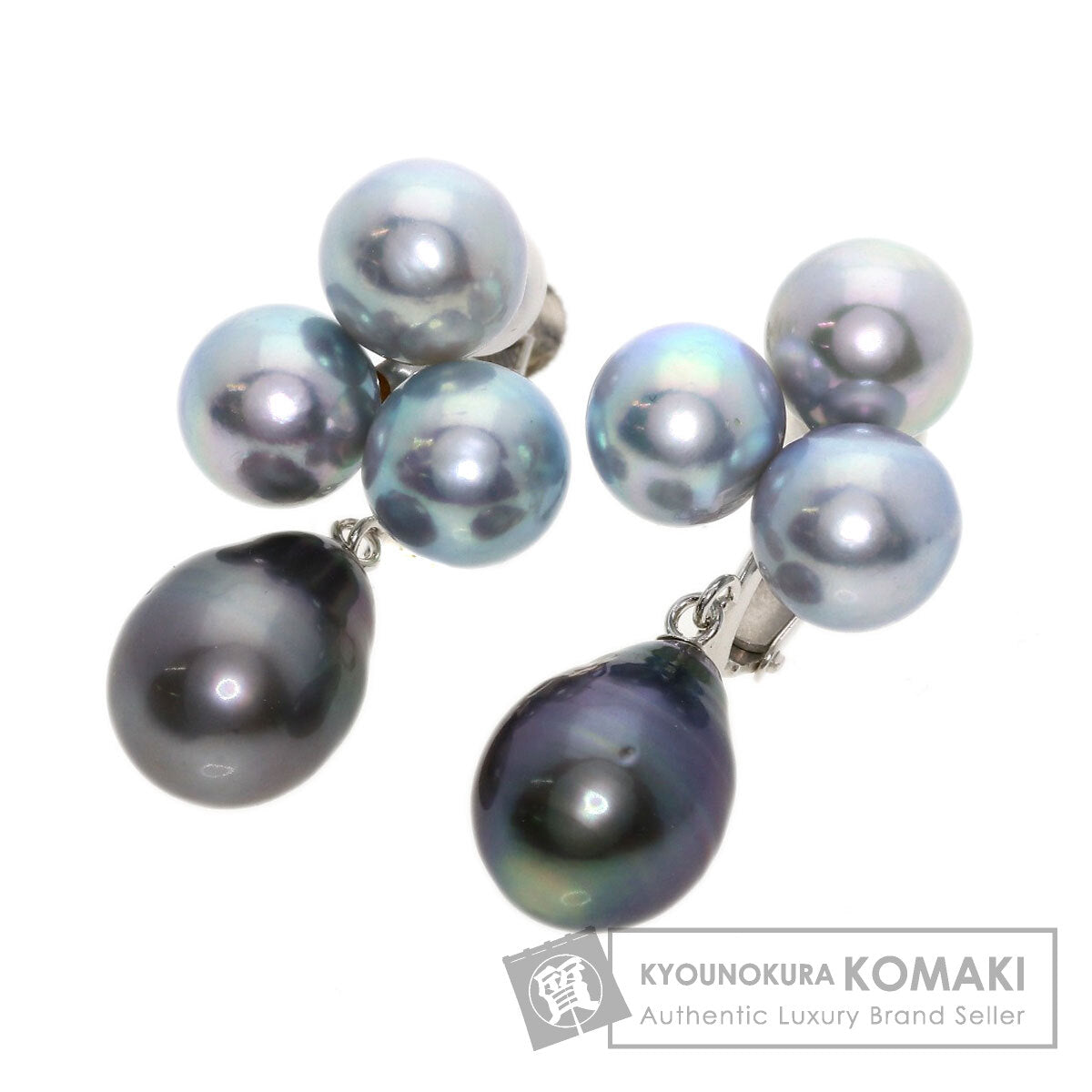 Pearl Pearl Earring K14 White Gold  7.5g　Ladies