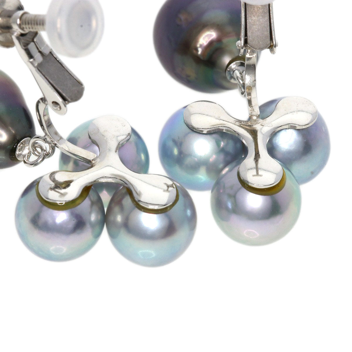 Pearl Pearl Earring K14 White Gold  7.5g　Ladies