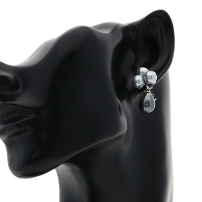 Pearl Pearl Earring K14 White Gold  7.5g　Ladies