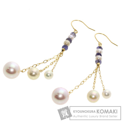 Akoya pearl Pearl Iolite earring K18 Yellow Gold  2.5g　Ladies