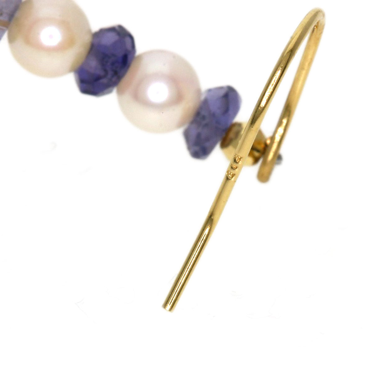 Akoya pearl Pearl Iolite earring K18 Yellow Gold  2.5g　Ladies