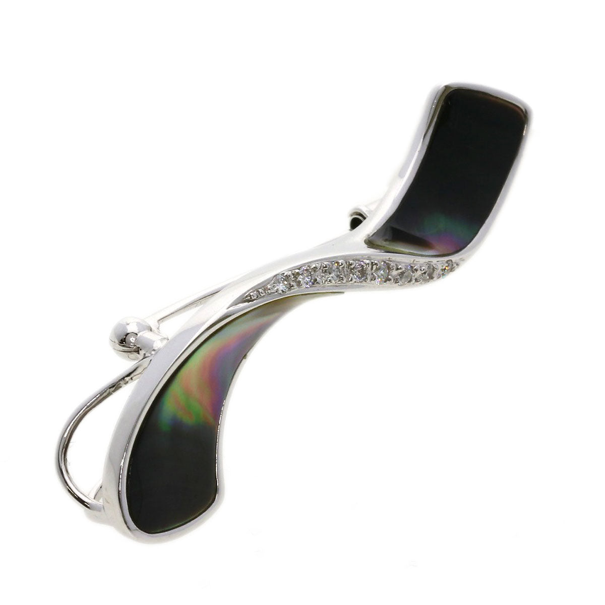 Black Shell Diamond Pendant top K18 White Gold  6.6g　Ladies