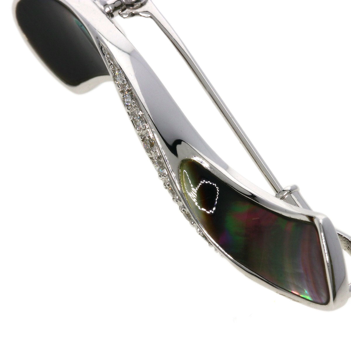 Black Shell Diamond Pendant top K18 White Gold  6.6g　Ladies