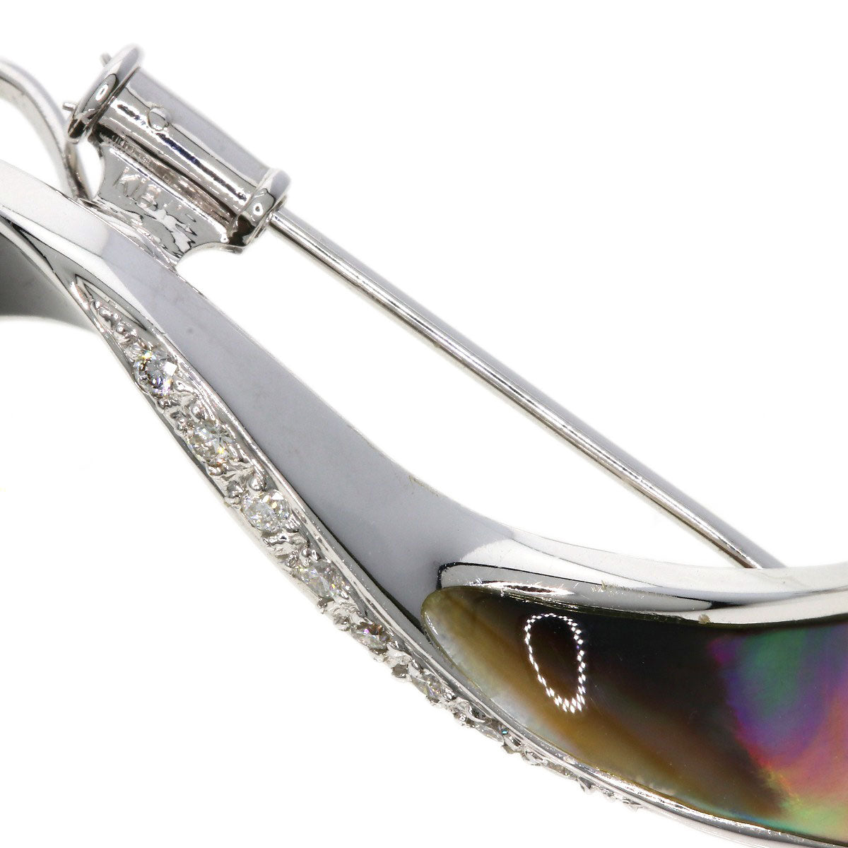 Black Shell Diamond Pendant top K18 White Gold  6.6g　Ladies