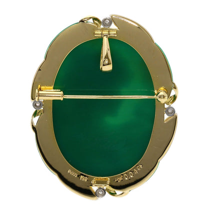 Hanspeter Mueller Agate Cameo Diamond Brooch  PT900 14.8g　Ladies