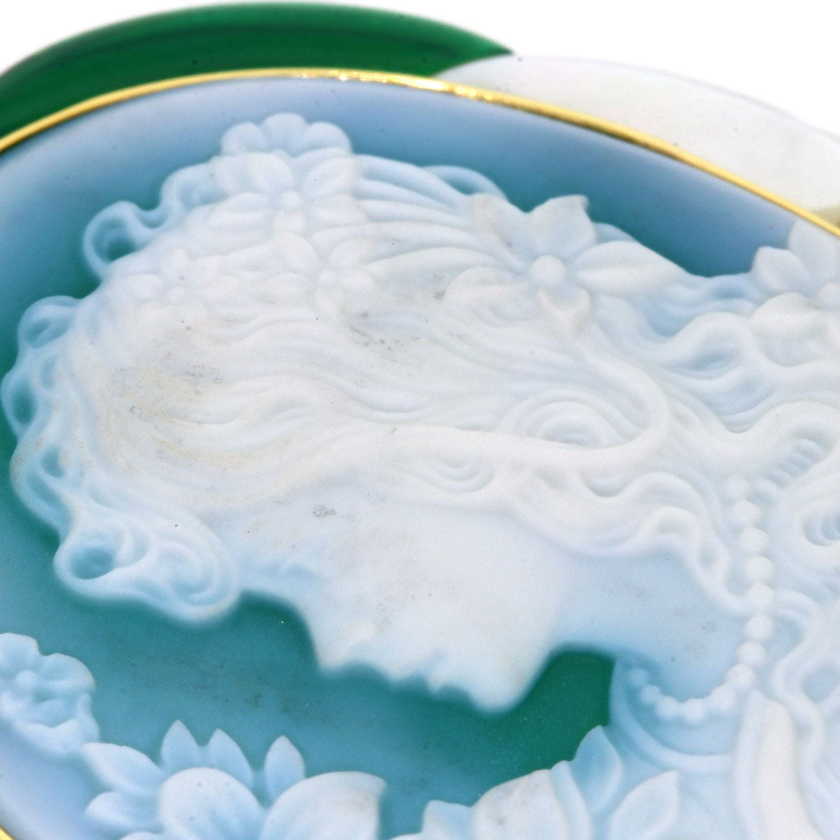 Hanspeter Mueller Agate Cameo Diamond Brooch  PT900 14.8g　Ladies