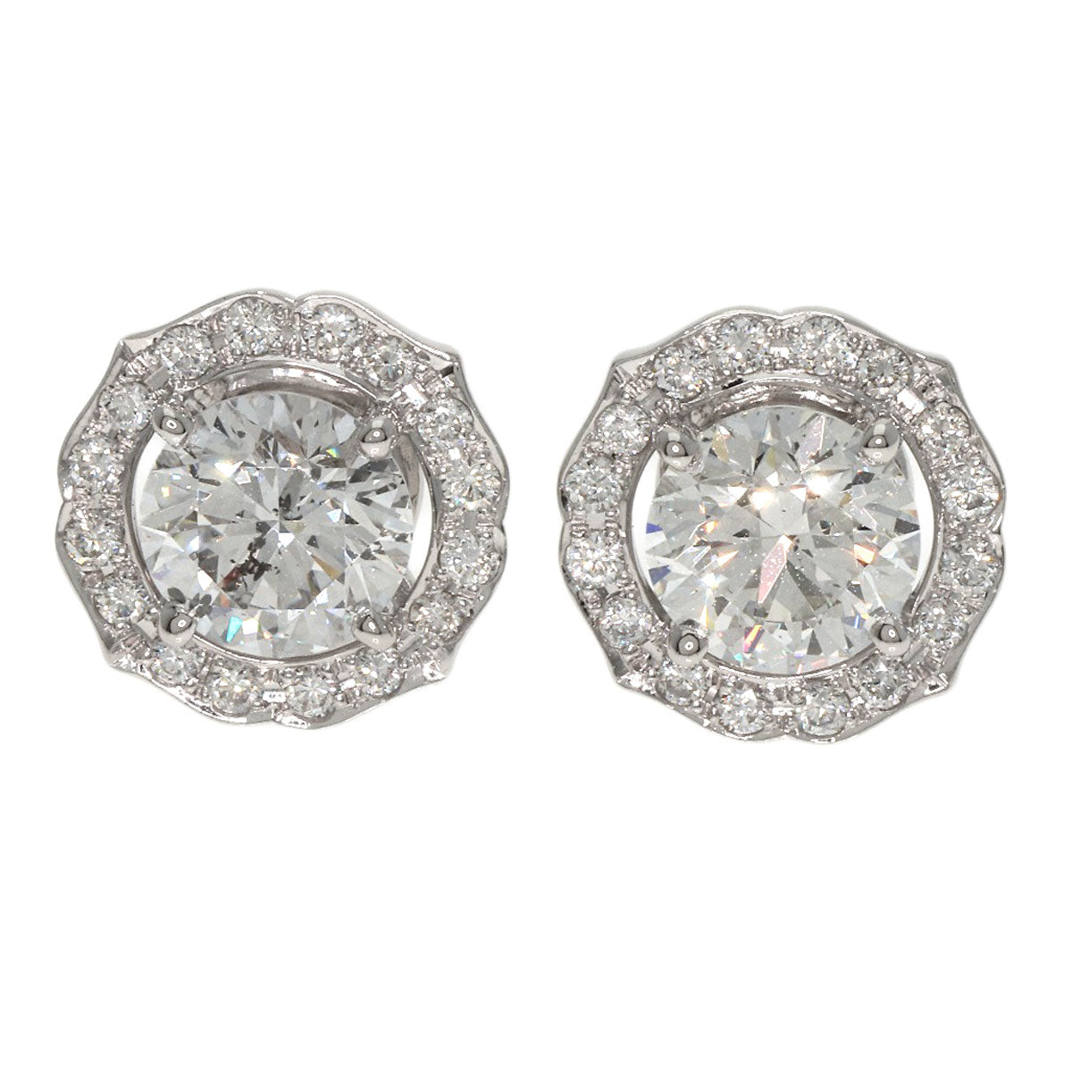 1.062ct Diamond earring Platinum PT900  4.9g　Ladies