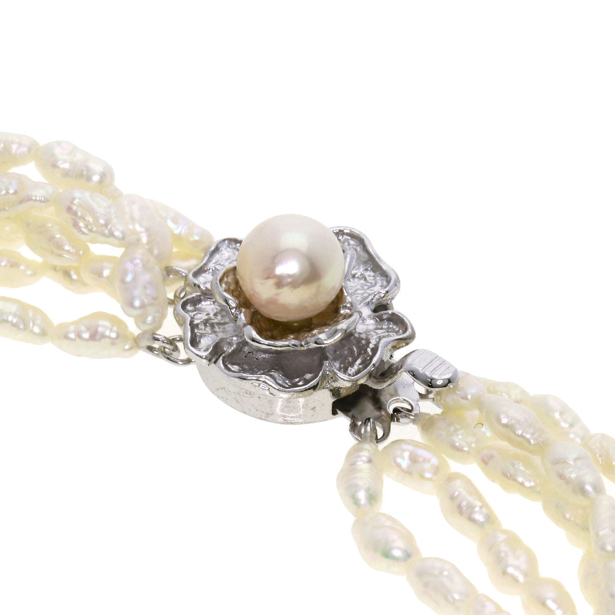 Freshwater Pearl Pearl 3-piece 6-piece Bracelet Set Necklace Metal SV 63.2g　Ladies