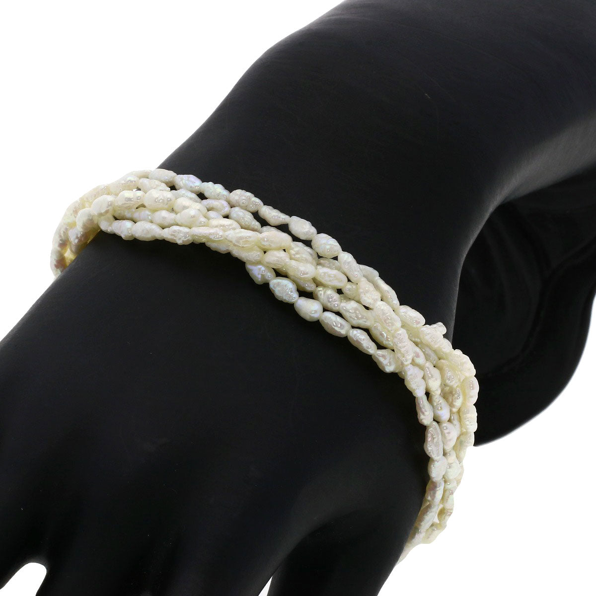 Freshwater Pearl Pearl 3-piece 6-piece Bracelet Set Necklace Metal SV 63.2g　Ladies