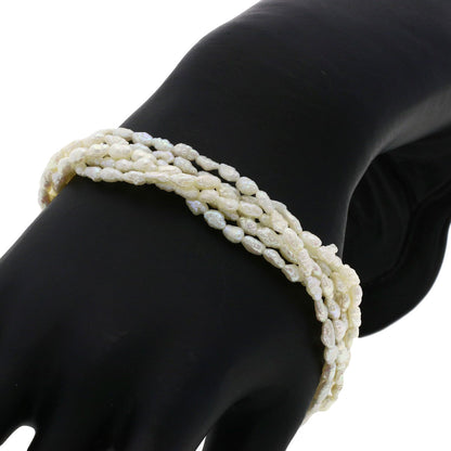 Freshwater Pearl Pearl 3-piece 6-piece Bracelet Set Necklace Metal SV 63.2g　Ladies