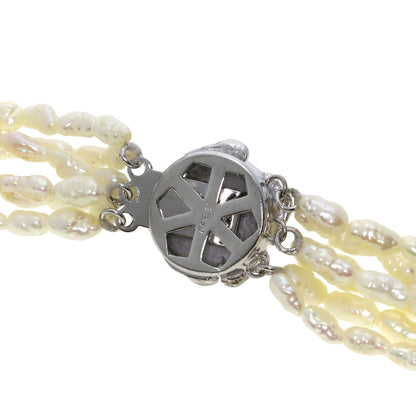 Freshwater Pearl Pearl 3-piece 6-piece Bracelet Set Necklace Metal SV 63.2g　Ladies