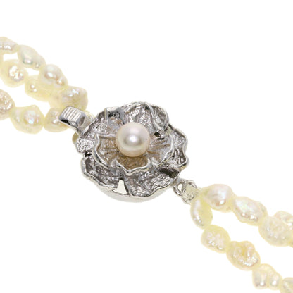 Freshwater Pearl Pearl 3-piece 6-piece Bracelet Set Necklace Metal SV 63.2g　Ladies