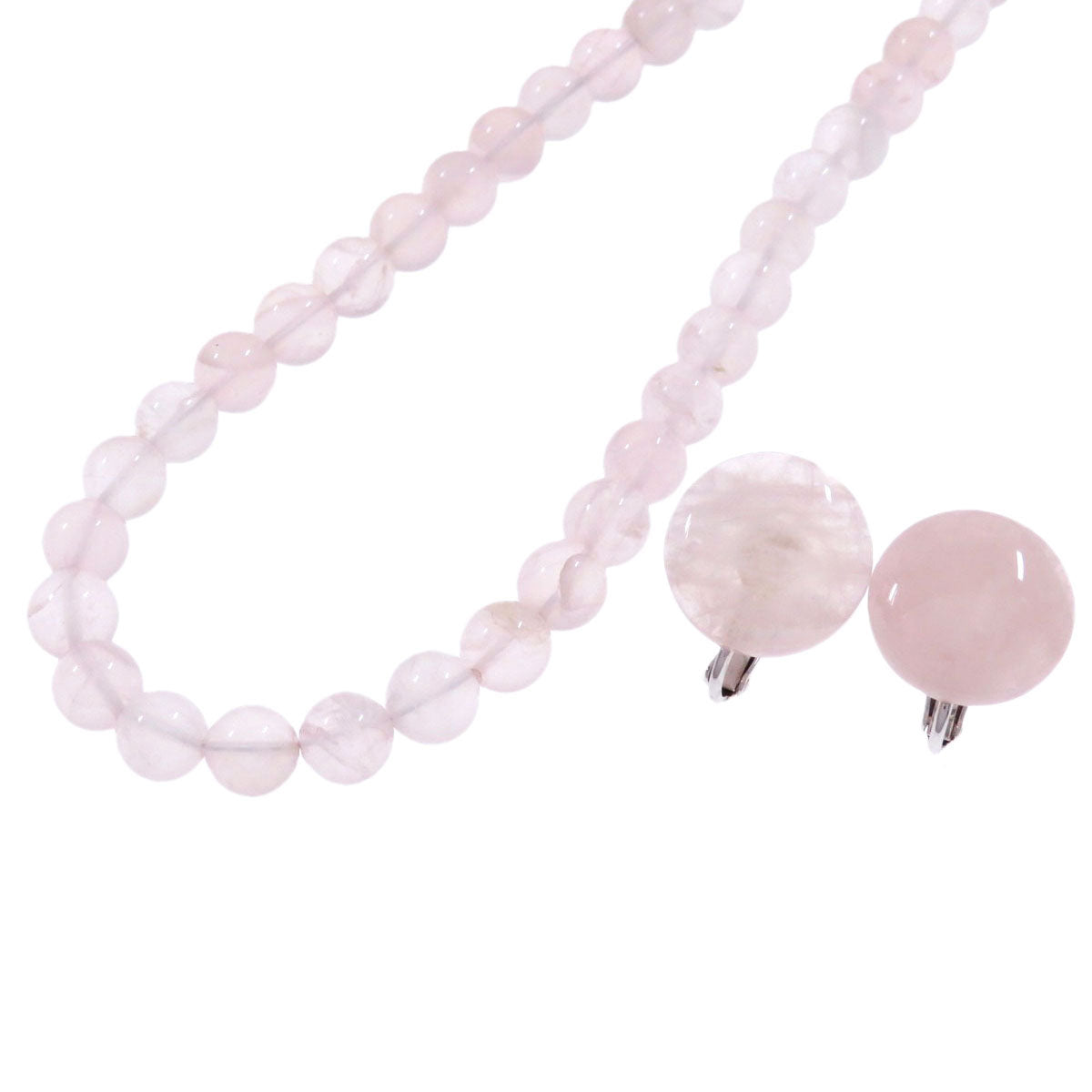 2-piece set Rose Quartz style Necklace Silver  40.5g　Ladies