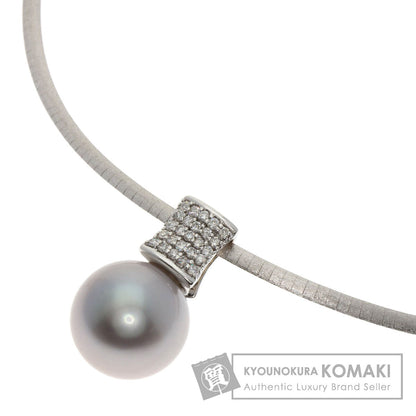 Pearl Pearl Diamond Necklace K18 White Gold  19.6g　Ladies