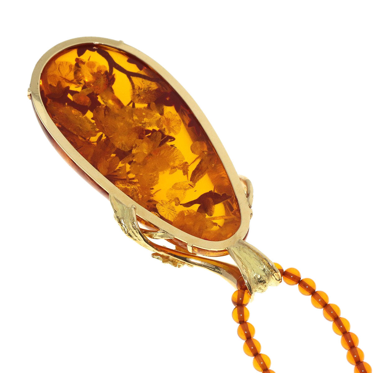 Amber Amber Autumn leaves Necklace K18 Yellow Gold K14 Yellow Gold 36.1g　Ladies