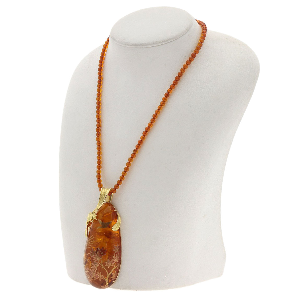 Amber Amber Autumn leaves Necklace K18 Yellow Gold K14 Yellow Gold 36.1g　Ladies