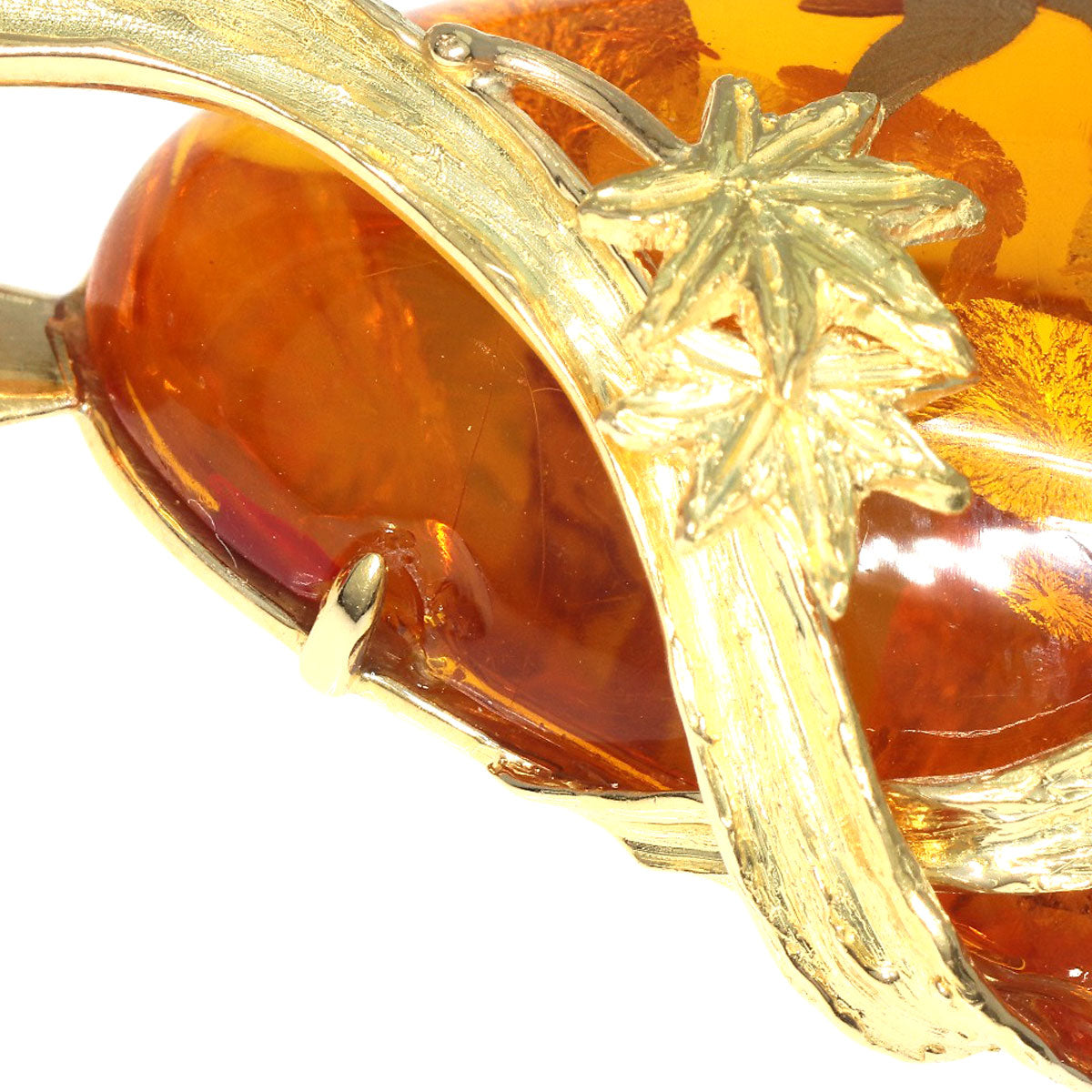 Amber Amber Autumn leaves Necklace K18 Yellow Gold K14 Yellow Gold 36.1g　Ladies