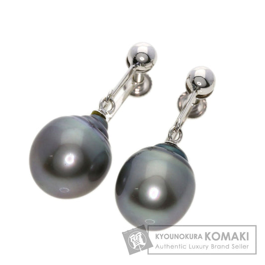 Black baroque pearl Pearl Earring K14 White Gold  4.4g　Ladies